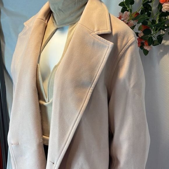 Plus Size Notch Lapel Double-Breasted Light‎ Pink Coat Size XXL - Picture 4 of 8